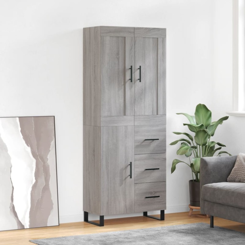 vidaXL Aparador alto madera contrachapada gris sonoma 69,5x34x180 cm vidaXL Aparador alto madera contrachapada gris sonoma 69,5x34x180 cm