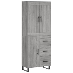 vidaXL Aparador alto madera contrachapada gris sonoma 69,5x34x180 cm