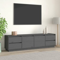 vidaXL Mueble de TV madera maciza de pino gris 176x37x47,5 cm