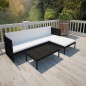 vidaXL Set de muebles de jardín 3 pzas y cojines ratán sintético negro vidaXL Set de muebles de jardín 3 pzas y cojines ratán sintético negro