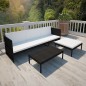 vidaXL Set de muebles de jardín 3 pzas y cojines ratán sintético negro vidaXL Set de muebles de jardín 3 pzas y cojines ratán sintético negro