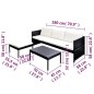 vidaXL Set de muebles de jardín 3 pzas y cojines ratán sintético negro vidaXL Set de muebles de jardín 3 pzas y cojines ratán sintético negro