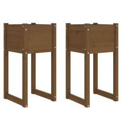 vidaXL Jardinera 2 uds madera maciza de pino marrón miel 40x40x81 cm