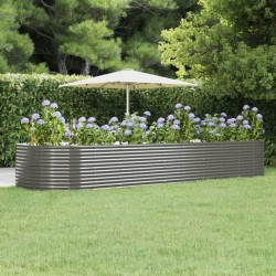 vidaXL Jardinera arriate acero recubrimiento polvo gris 447x140x68 cm