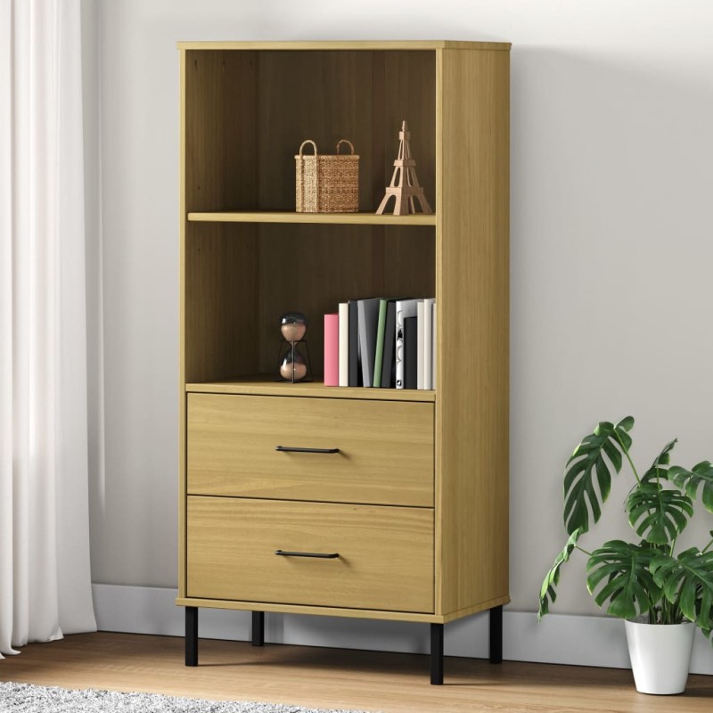 vidaXL Librería con 2 cajones OSLO madera maciza marrón 60x35x128,5 cm vidaXL Librería con 2 cajones OSLO madera maciza marrón 60x35x128,5 cm