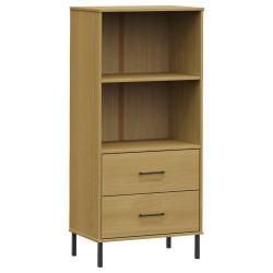 vidaXL Librería con 2 cajones OSLO madera maciza marrón 60x35x128,5 cm