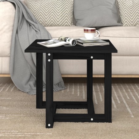 vidaXL Mesa de centro de madera maciza de pino negro 50x50x45 cm