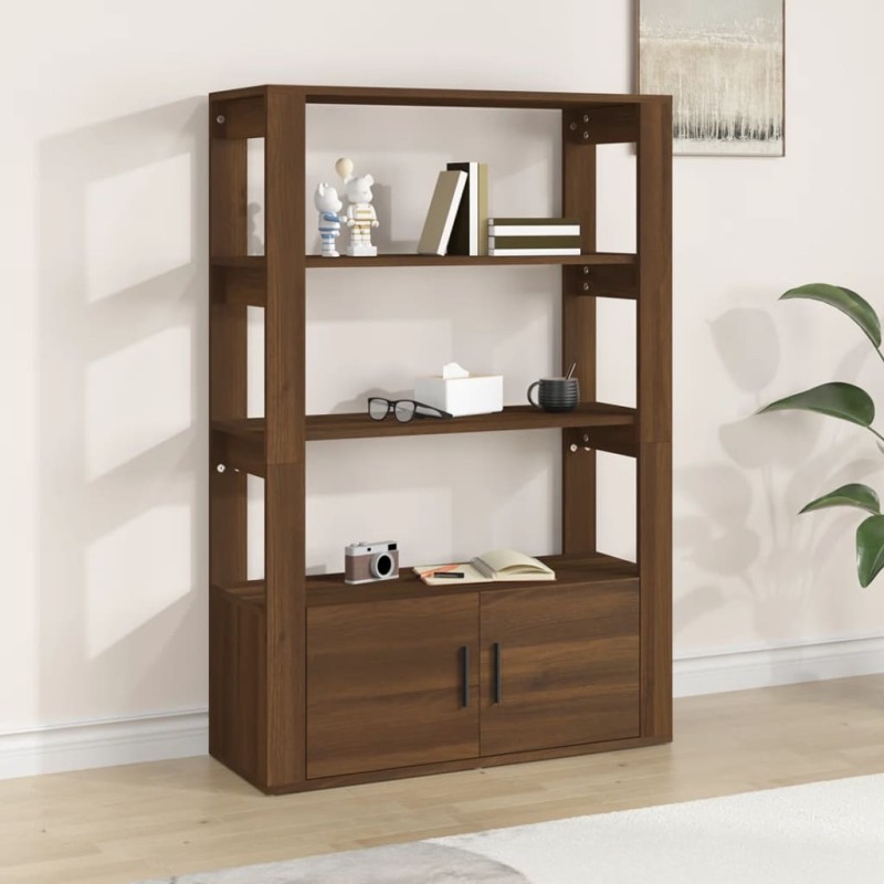 vidaXL Aparador de madera contrachapada marrón roble 80x30x119,5 cm vidaXL Aparador de madera contrachapada marrón roble 80x30x119,5 cm