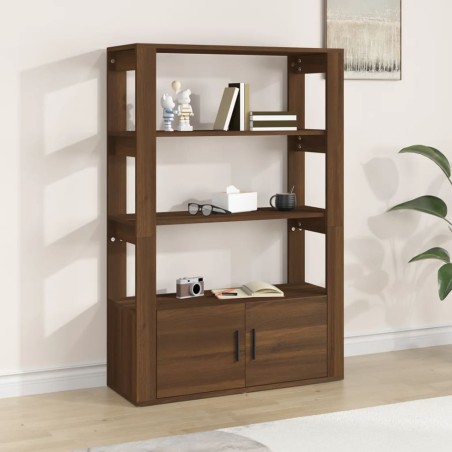 vidaXL Aparador de madera contrachapada marrón roble 80x30x119,5 cm