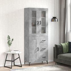 vidaXL Aparador alto madera contrachapada gris hormigón 69,5x34x180 cm 