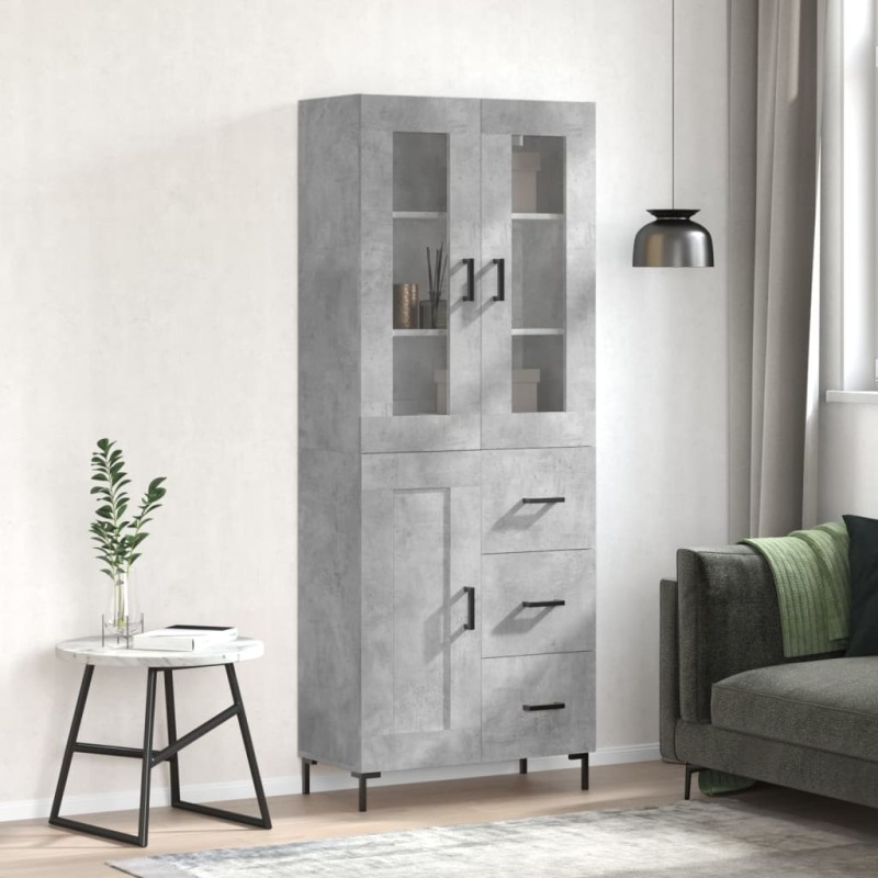 vidaXL Aparador alto madera contrachapada gris hormigón 69,5x34x180 cm vidaXL Aparador alto madera contrachapada gris hormigón 69,5x34x180 cm