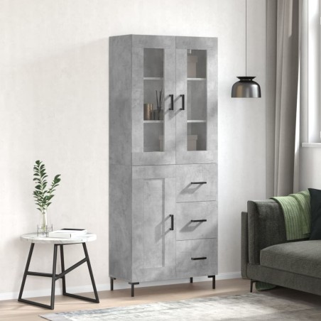 vidaXL Aparador alto madera contrachapada gris hormigón 69,5x34x180 cm 
