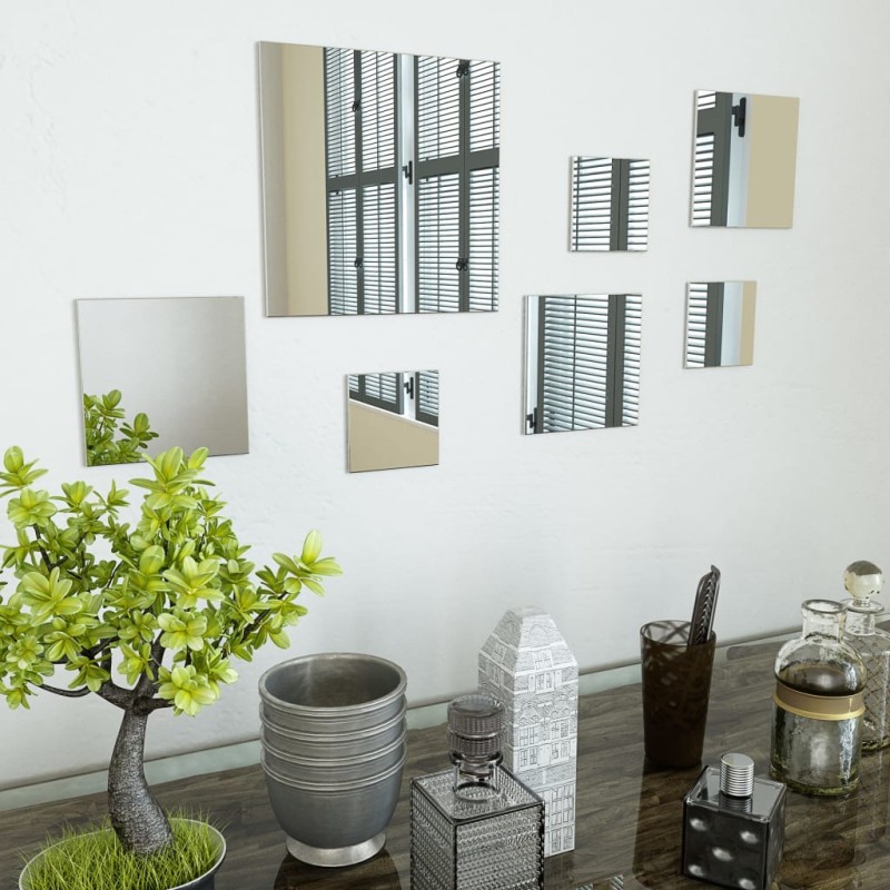vidaXL Conjunto de espejos de pared cuadrados vidrio 7 piezas vidaXL Conjunto de espejos de pared cuadrados vidrio 7 piezas