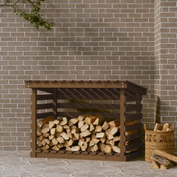 vidaXL Leñero de madera maciza pino marrón miel 108x73x79 cm
