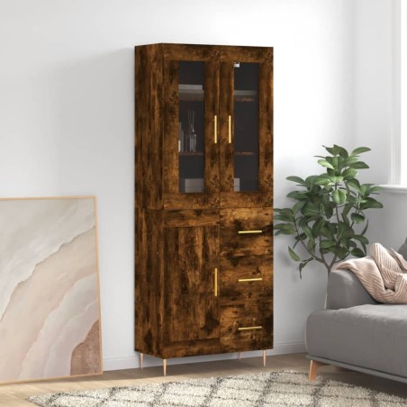 vidaXL Aparador alto madera contrachapada roble ahumado 69,5x34x180 cm