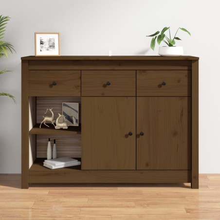 vidaXL Aparador de madera maciza de pino marrón miel 100x35x74 cm