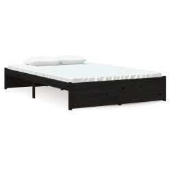 vidaXL Estructura de cama madera maciza negro 120x200 cm