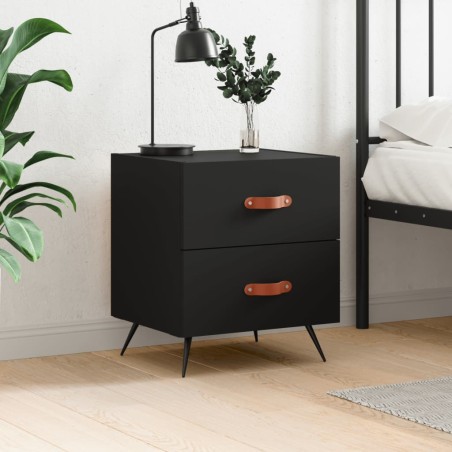 vidaXL Mesita de noche madera de ingeniería negro 40x35x47,5 cm