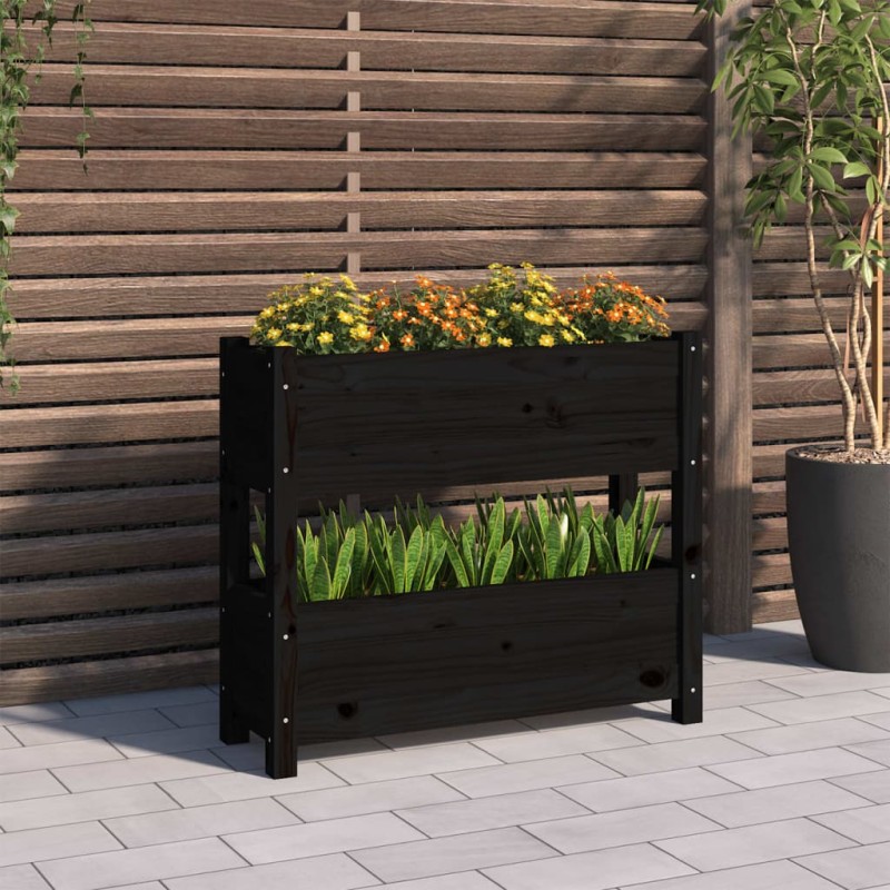 vidaXL Jardinera de madera maciza de pino negro 77x25x66 cm vidaXL Jardinera de madera maciza de pino negro 77x25x66 cm
