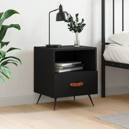 vidaXL Mesita de noche madera de ingeniería negro 40x35x47,5 cm