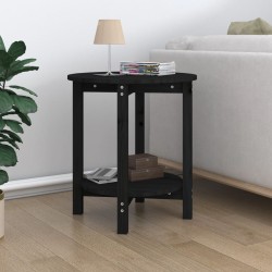 vidaXL Mesa de centro de madera maciza de pino negro Ø55x60 cm