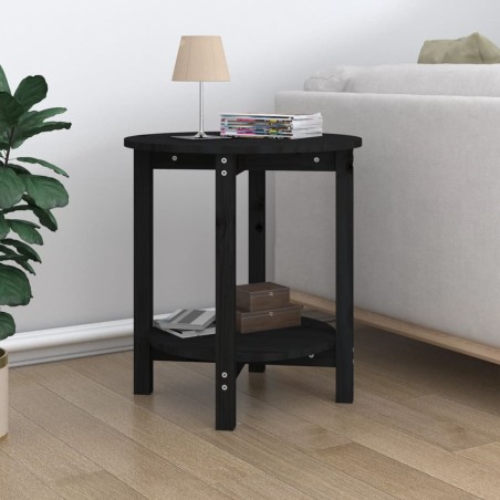 vidaXL Mesa de centro de madera maciza de pino negro Ø55x60 cm