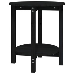 vidaXL Mesa de centro de madera maciza de pino negro Ø55x60 cm