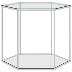 vidaXL Mesa de centro acero inoxidable y vidrio plateada 60x53x50 cm