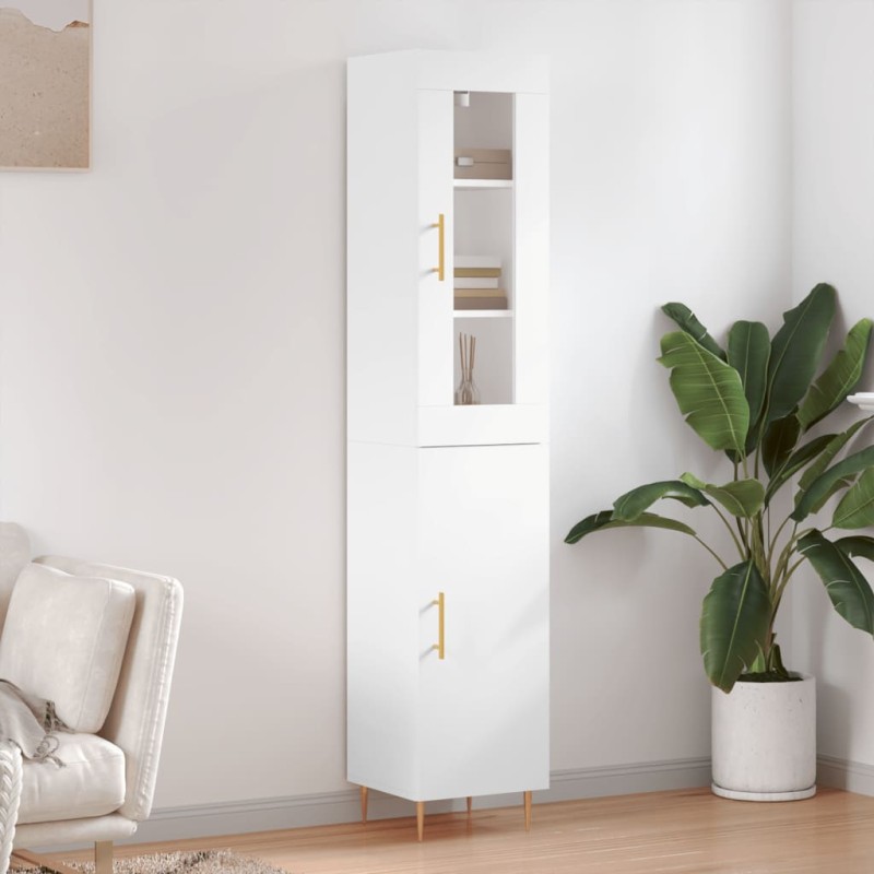 vidaXL Aparador alto madera contrachapada blanco 34,5x34x180 cm vidaXL Aparador alto madera contrachapada blanco 34,5x34x180 cm