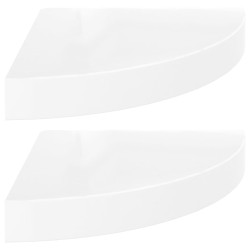 vidaXL Estante flotante de pared 2 uds MDF blanco brillo 25x25x3,8 cm