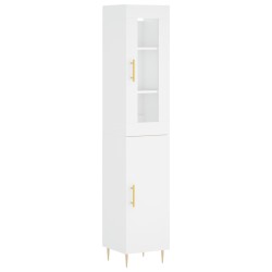 vidaXL Aparador alto madera contrachapada blanco 34,5x34x180 cm