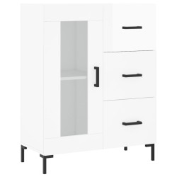 vidaXL Aparador de madera contrachapada blanco brillante 69,5x34x90 cm