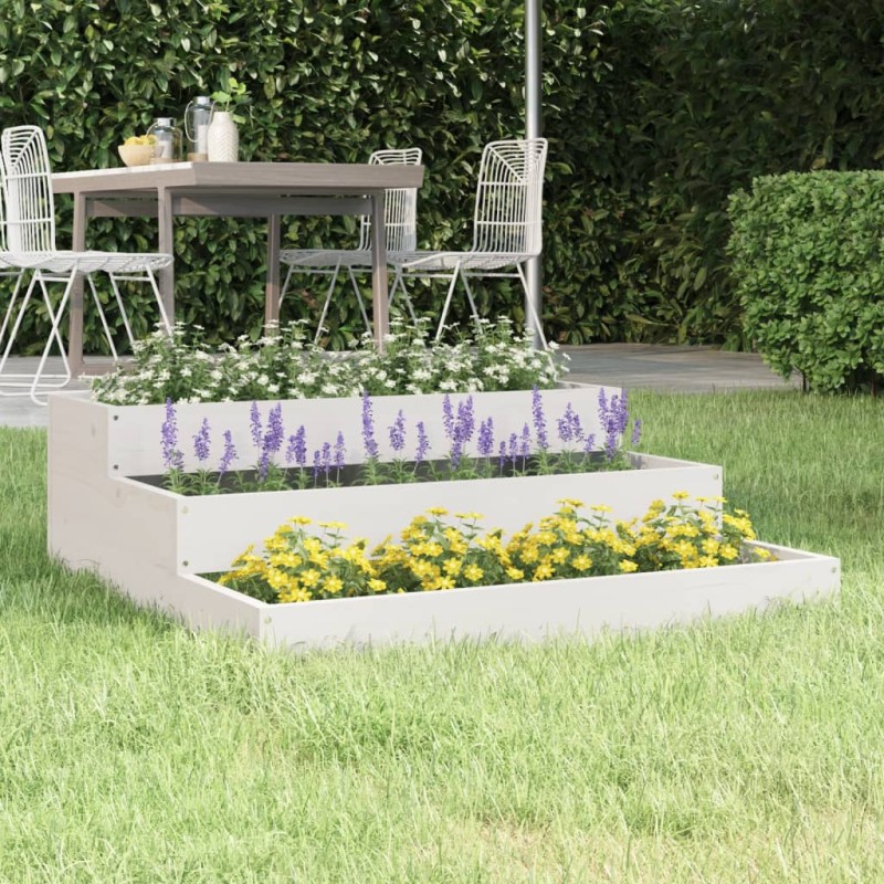 vidaXL Jardinera de madera maciza de pino blanco 78x78x27 cm vidaXL Jardinera de madera maciza de pino blanco 78x78x27 cm