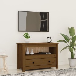 vidaXL Mueble de TV madera maciza de pino marrón miel 79x35x52 cm