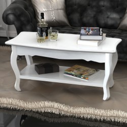 vidaXL Mesa de centro de 2 niveles de MDF blanca 