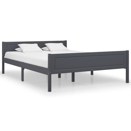 vidaXL Estructura de cama de madera maciza de pino gris 140x200 cm