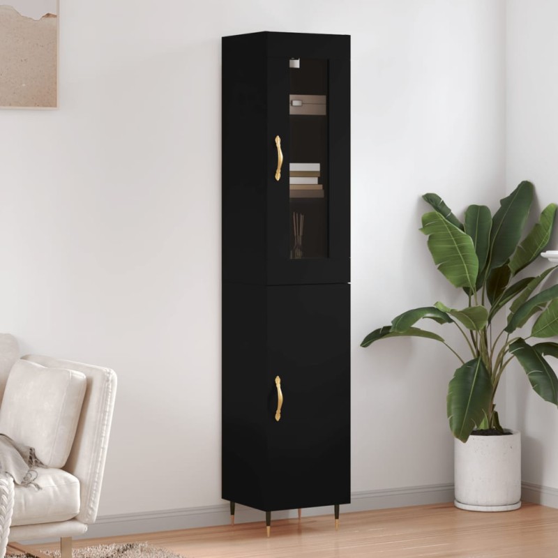 vidaXL Aparador de madera contrachapada negro 34,5x34x180 cm vidaXL Aparador de madera contrachapada negro 34,5x34x180 cm