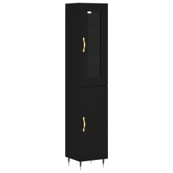 vidaXL Aparador de madera contrachapada negro 34,5x34x180 cm