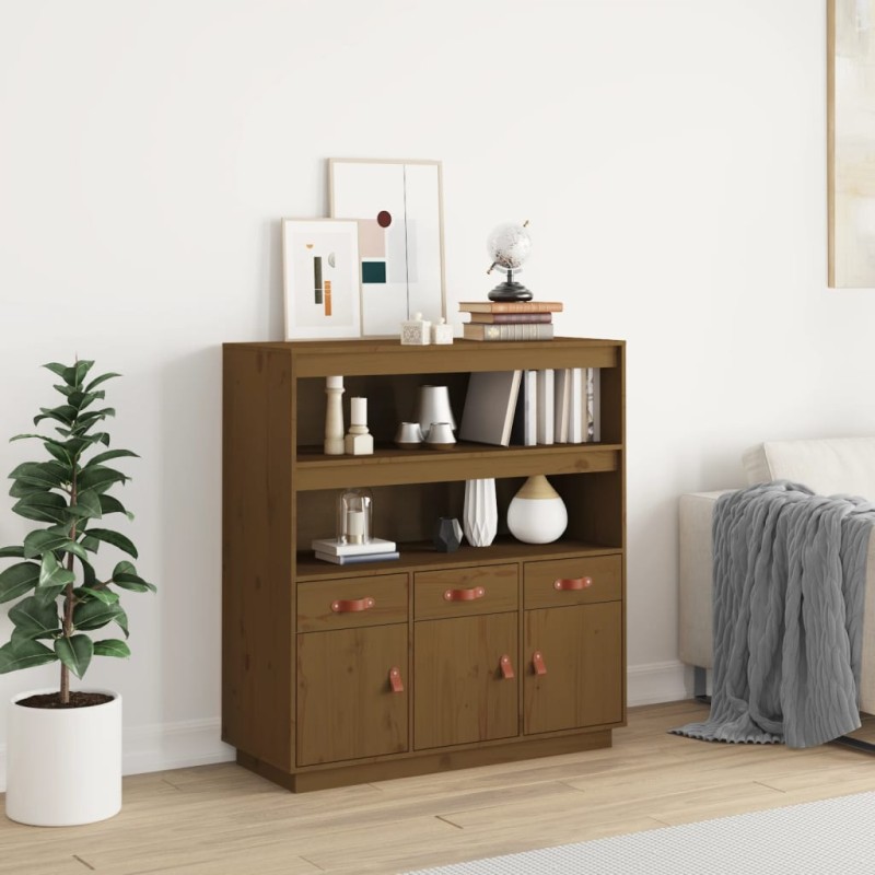 vidaXL Aparador alto madera maciza de pino marrón miel 100x40x108,5 cm vidaXL Aparador alto madera maciza de pino marrón miel 100x40x108,5 cm