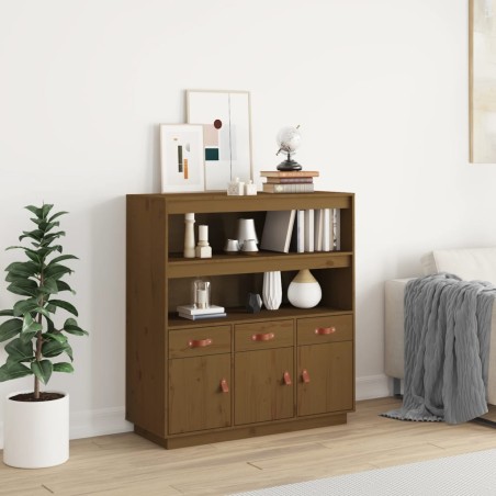 vidaXL Aparador alto madera maciza de pino marrón miel 100x40x108,5 cm