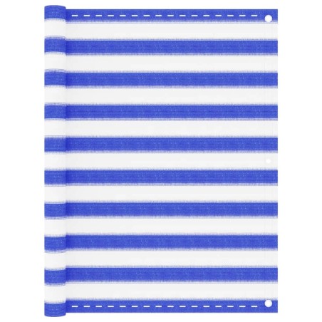 vidaXL Toldo para balcón HDPE azul y blanco 120x300 cm