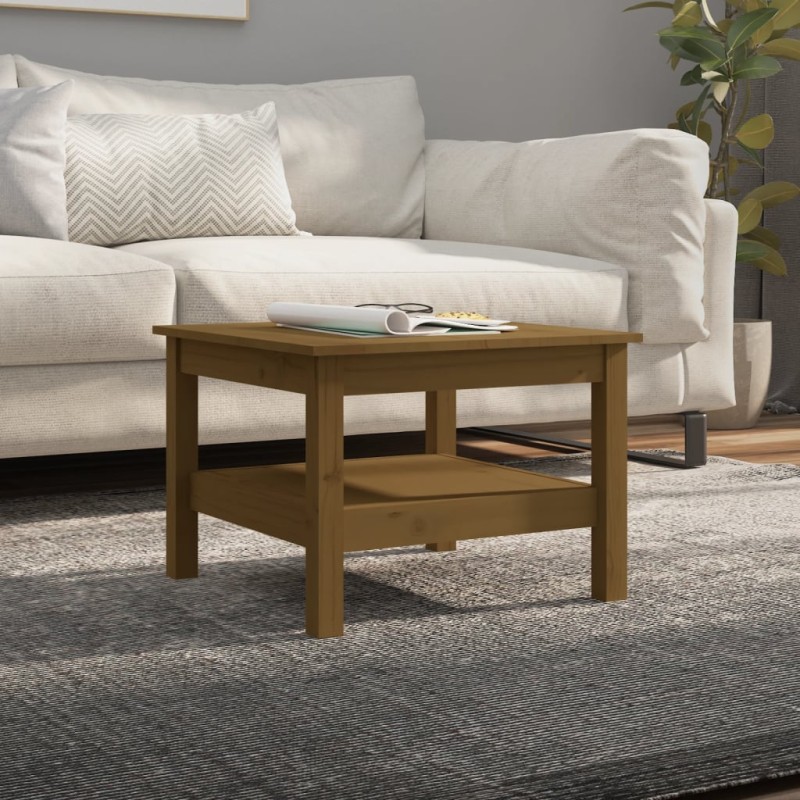 vidaXL Mesa de centro madera maciza de pino marrón miel 55x55x40 cm vidaXL Mesa de centro madera maciza de pino marrón miel 55x55x40 cm