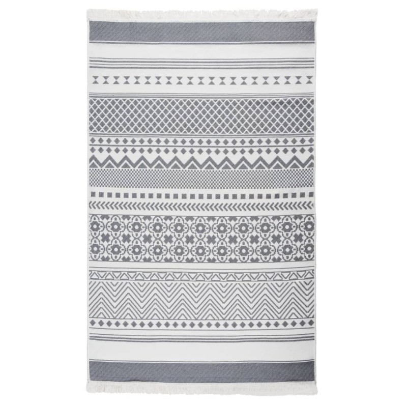 vidaXL Alfombra de algodón gris y blanca 120x180 cm