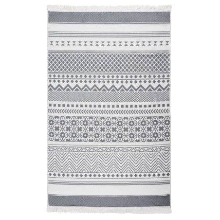 vidaXL Alfombra de algodón gris y blanca 120x180 cm