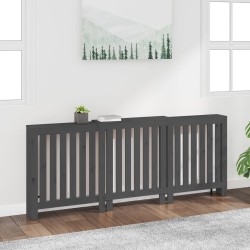 vidaXL Cubierta de radiador madera maciza de pino gris 210x21x85 cm