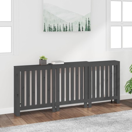vidaXL Cubierta de radiador madera maciza de pino gris 210x21x85 cm