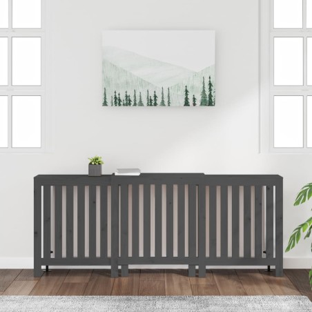 vidaXL Cubierta de radiador madera maciza de pino gris 210x21x85 cm