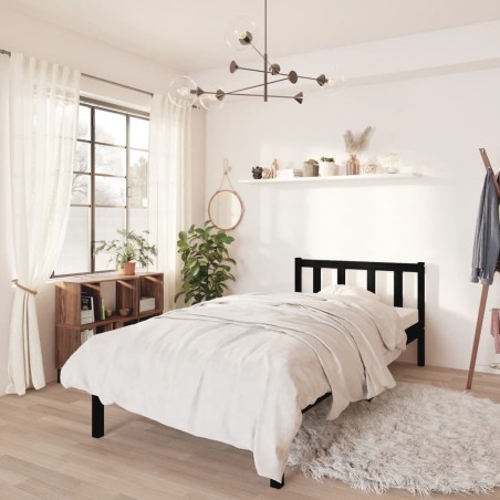 vidaXL Estructura de cama de madera maciza de pino negra 100x200 cm