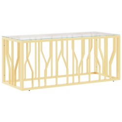 vidaXL Mesa de centro acero inoxidable y vidrio 110x45x45 cm