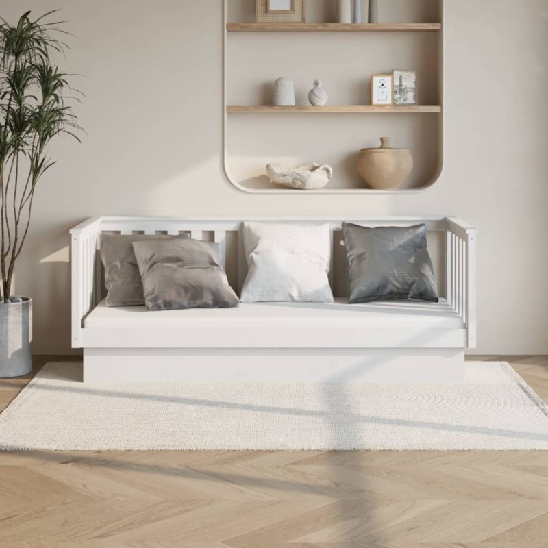 vidaXL Sofá cama madera maciza de pino blanco 75x190 cm